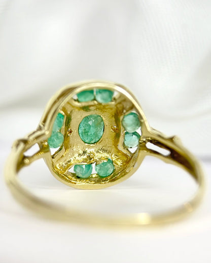 Bague Art-Déco Émeraudes &amp; Diamants "Laurette" - Elliade Paris