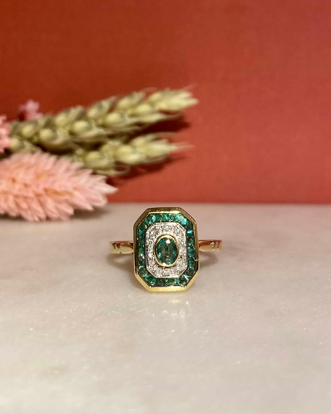 Bague Style Art-Déco Émeraudes et Diamants &quot;Ximena&quot;
