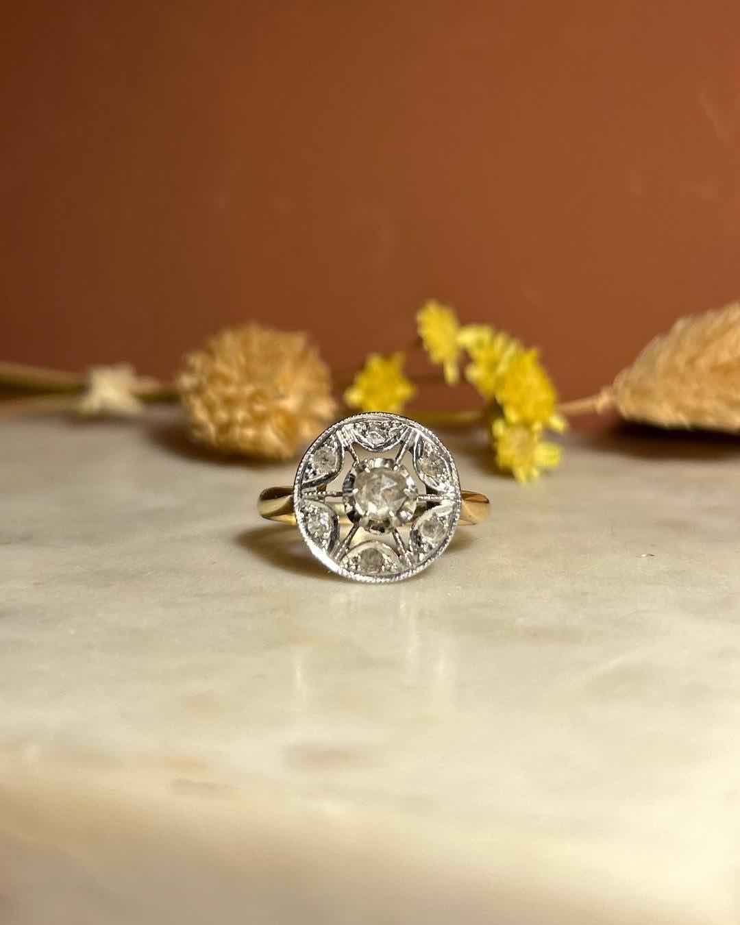 Bague Art-déco Étoile Diamants &quot;Ophélia&quot;