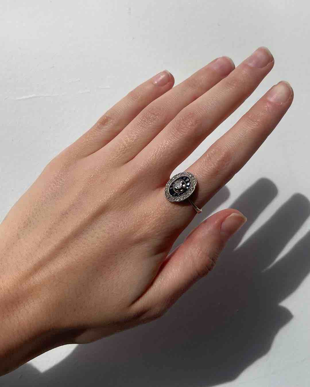 Anillo Art Déco con zafiros y diamantes &quot;Eugénie&quot;