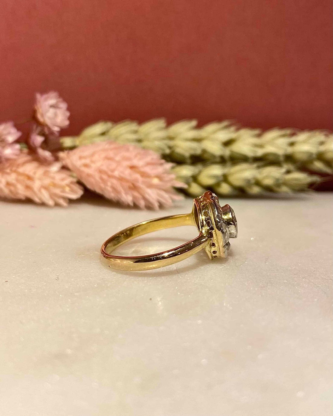 Bague Art - Déco Fleur Diamants 1 carat &quot;Sylvianne&quot; - Elliade Paris