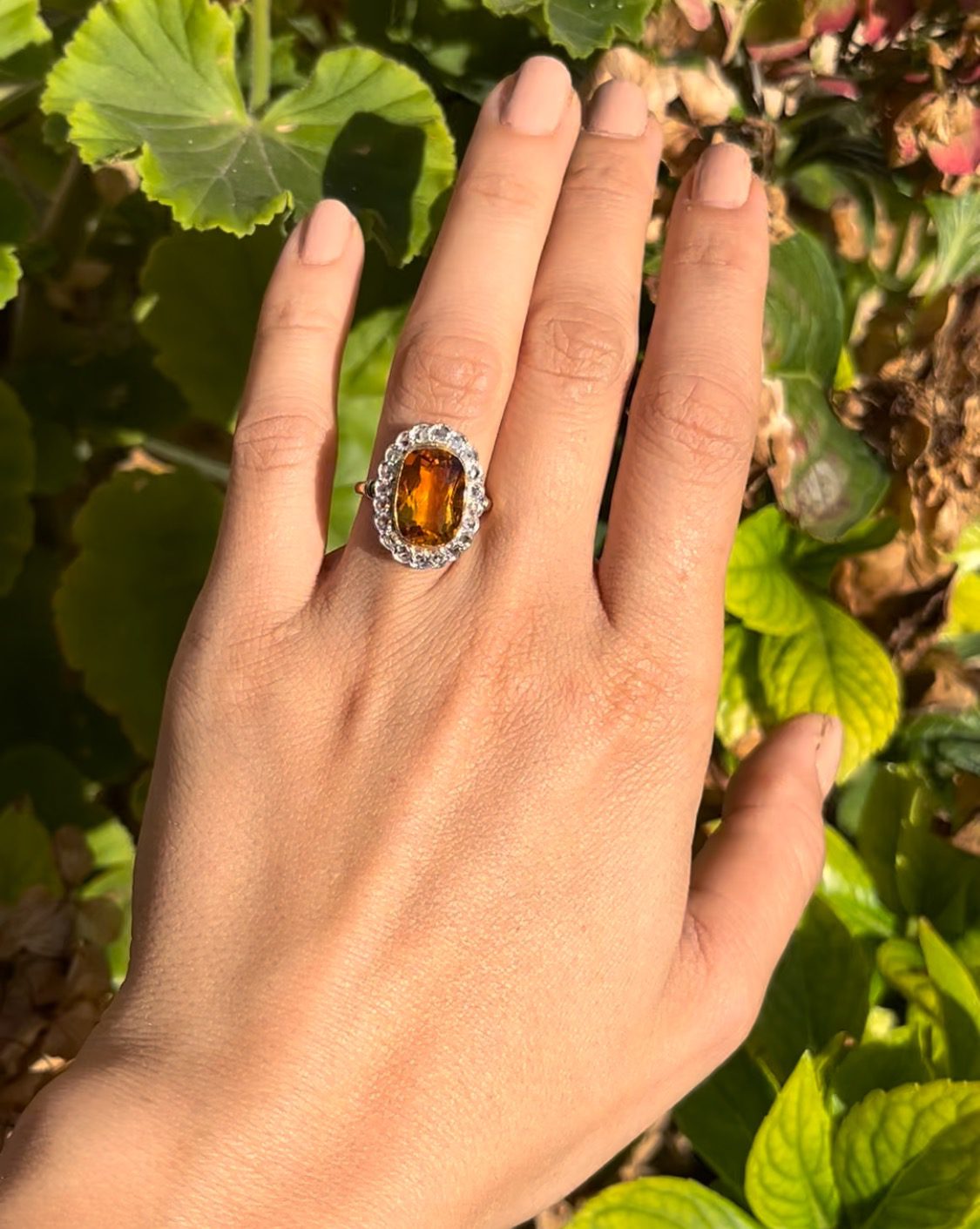 Bague Art déco Marguerite Citrine 7.50 carats &amp; diamants "Harper" - Elliade Paris