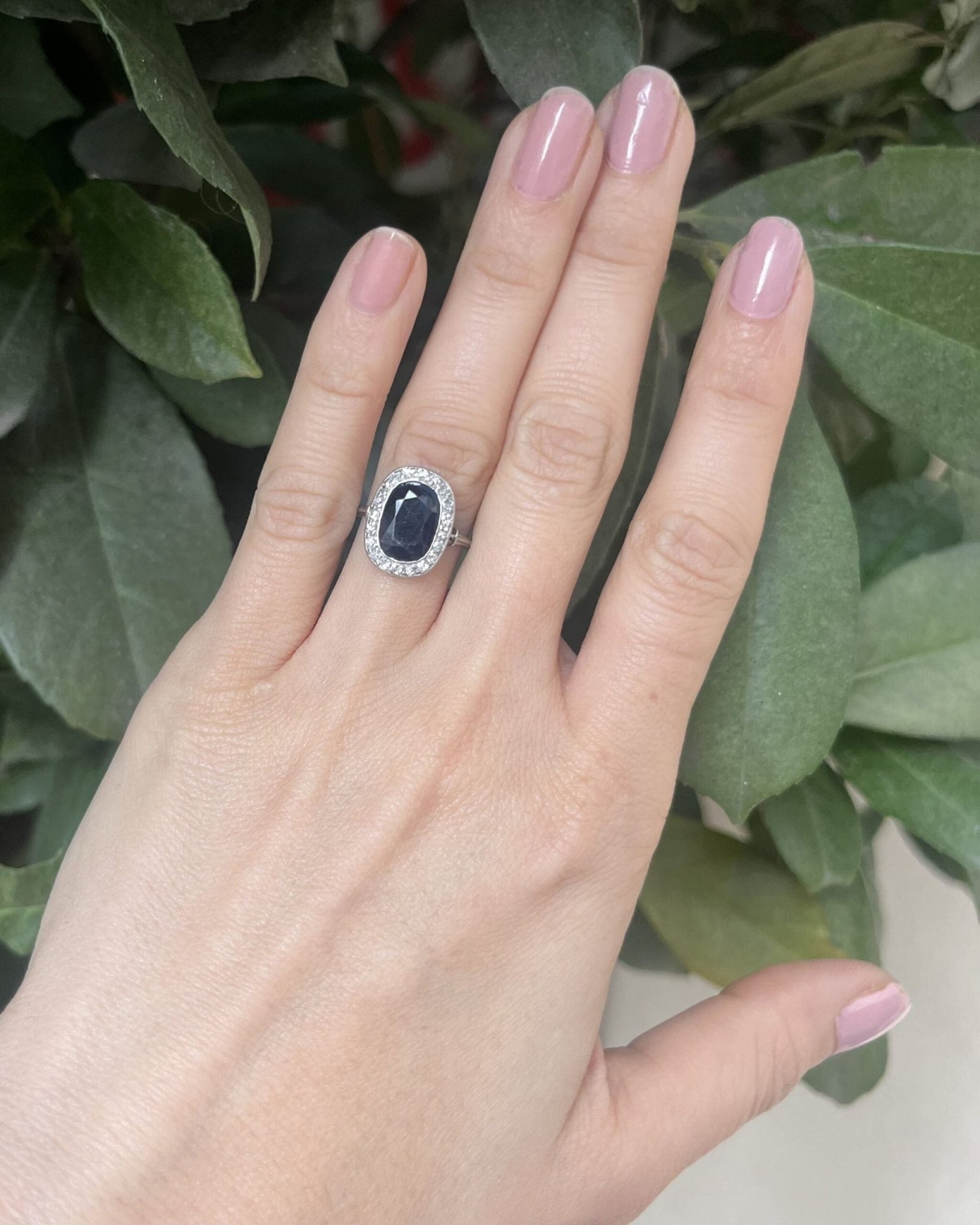 Bague Art - déco Marguerite Saphir 3 carats &amp; Diamants &quot;Hava&quot; - Elliade Paris