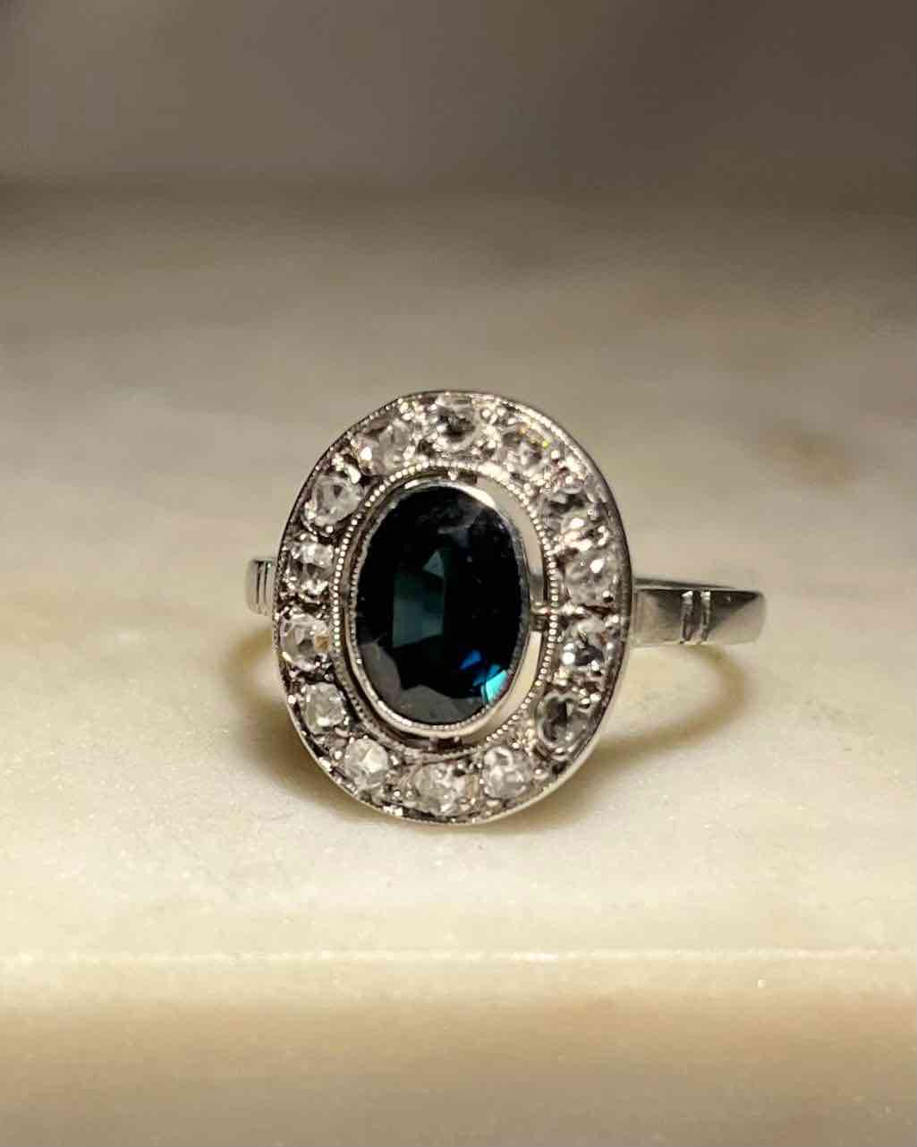 Bague Art - déco Marguerite Saphir &amp; Diamants &quot;Rosa&quot; - Elliade Paris