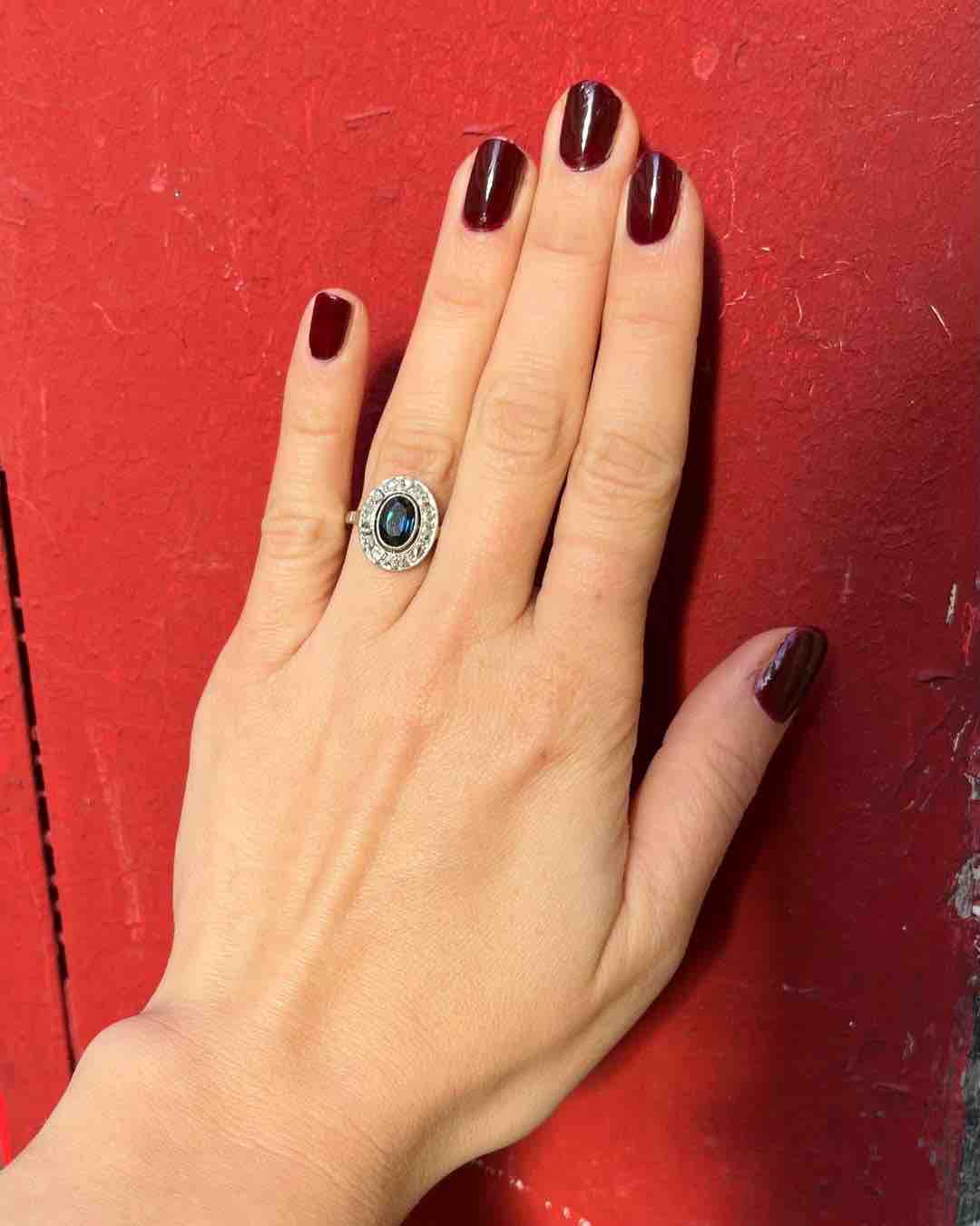 Bague Art - déco Marguerite Saphir &amp; Diamants &quot;Rosa&quot; - Elliade Paris