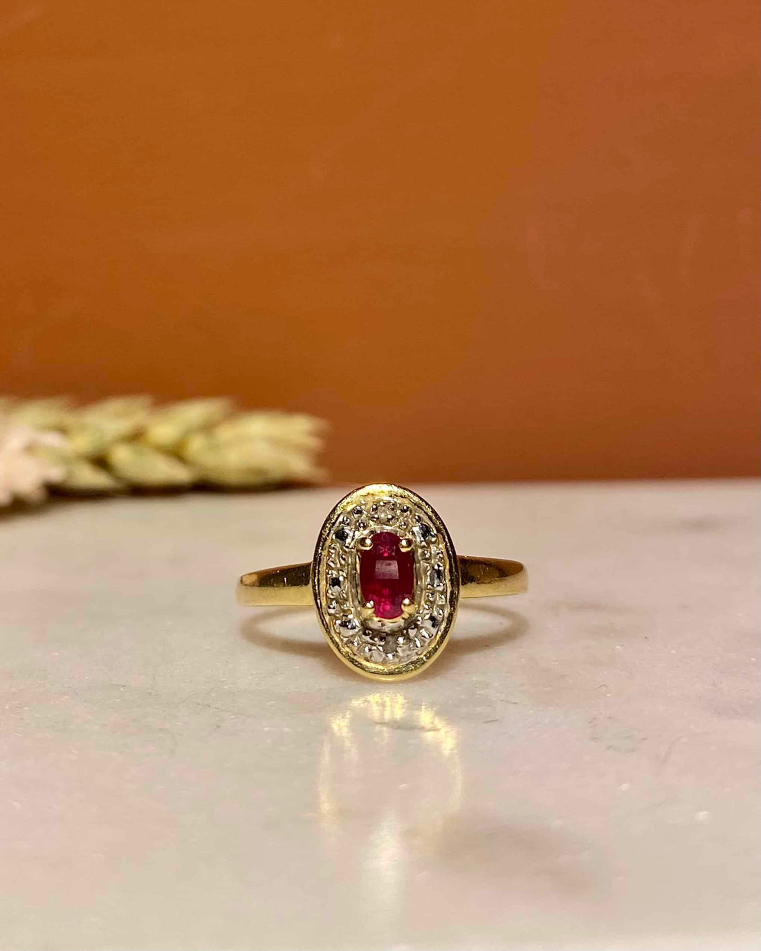 Bague Style Art-Déco Marguerite Rubis et Diamants &quot;Janelle&quot;