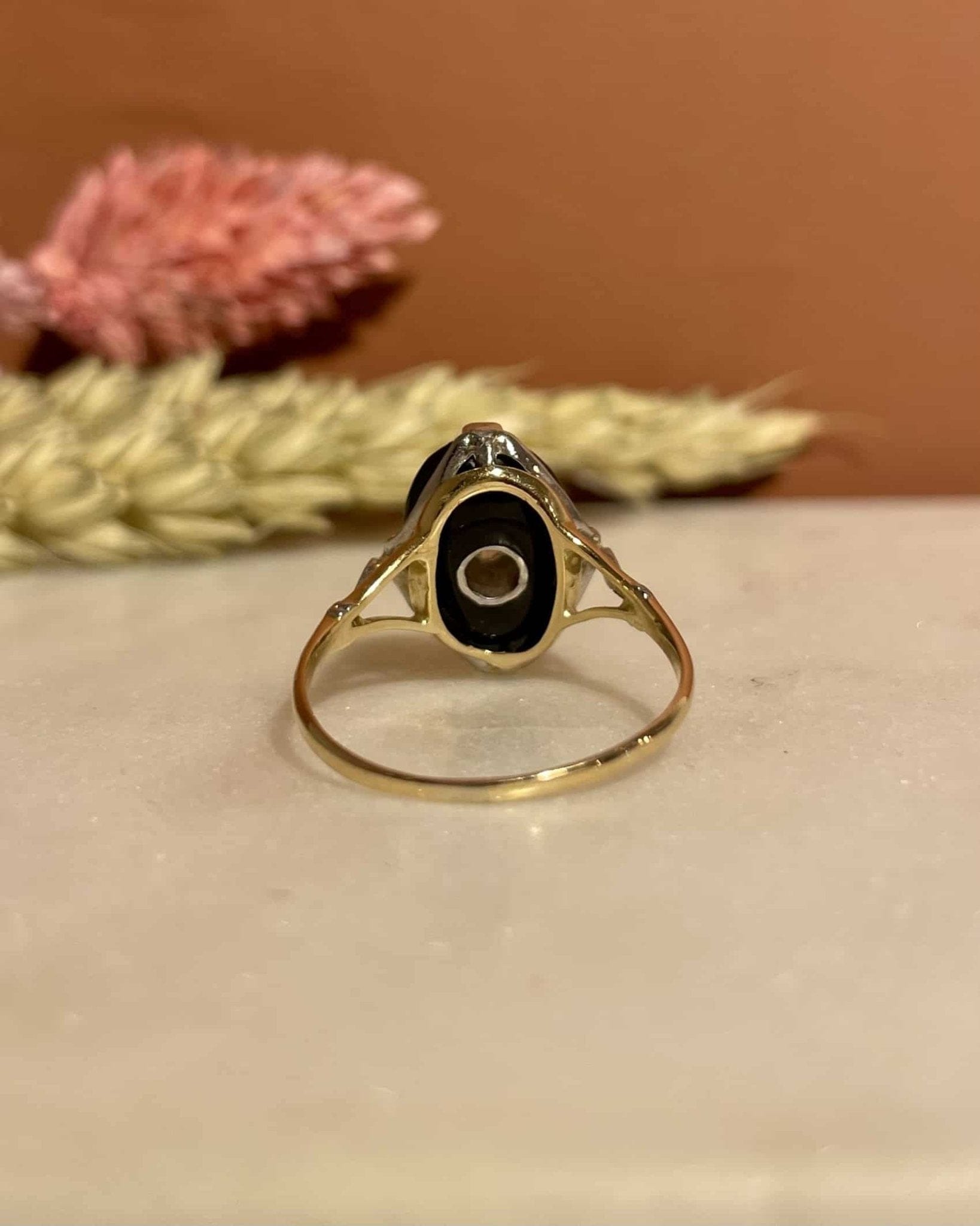 Bague Art - déco Onyx &amp; diamants "Ninon" - Elliade Paris