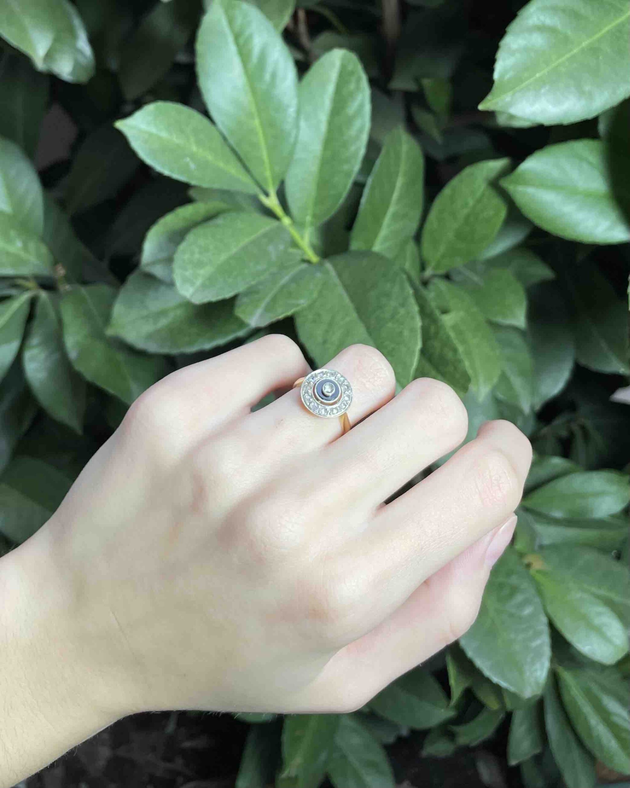 Bague Art-Déco Vintage Onyx &amp; Diamants "Rowey"