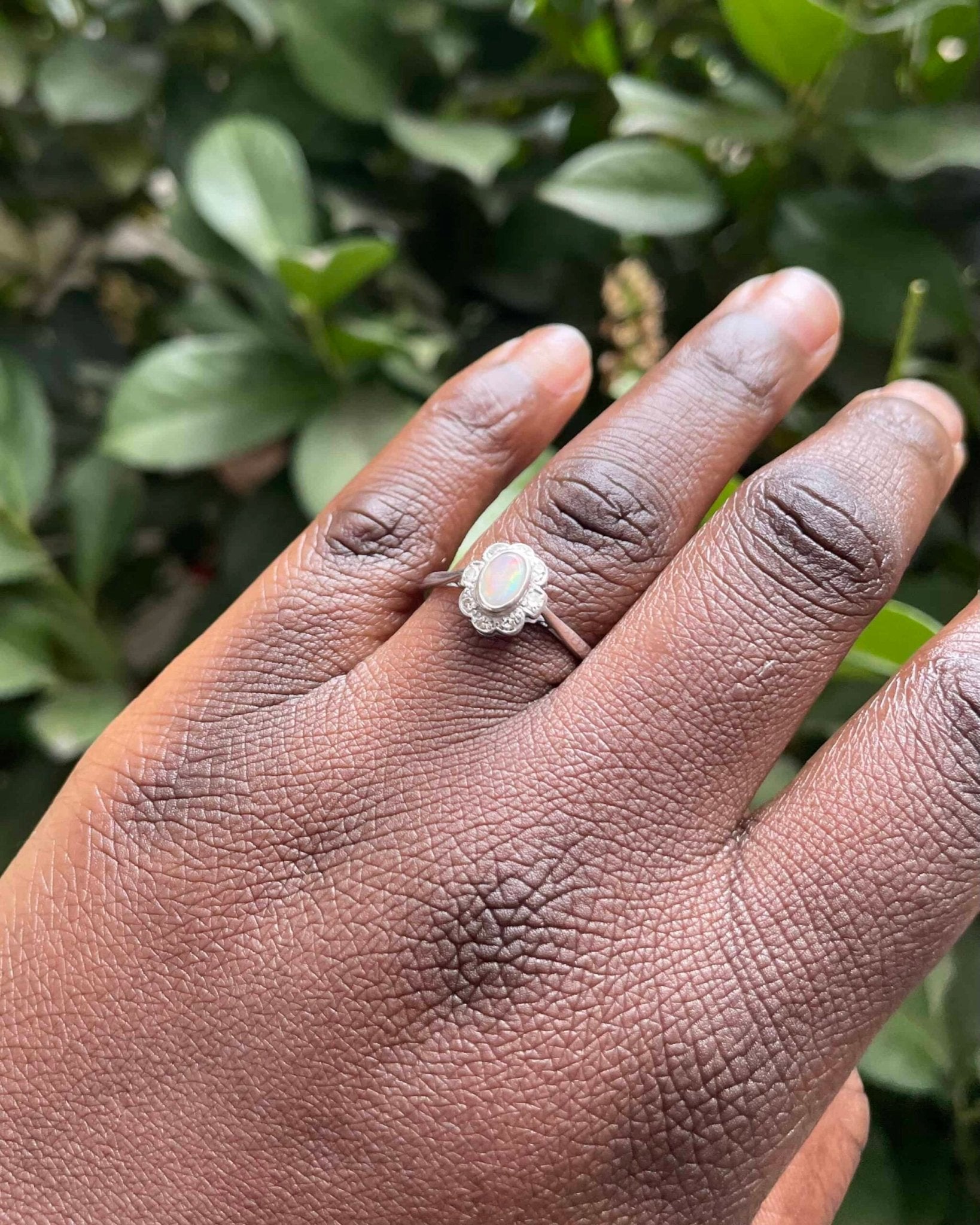 Bague Art - Déco Opale &amp; Diamants "Ofélia" - Elliade Paris
