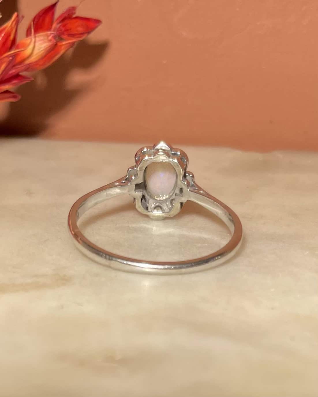 Bague Art - Déco Opale &amp; Diamants "Ofélia" - Elliade Paris