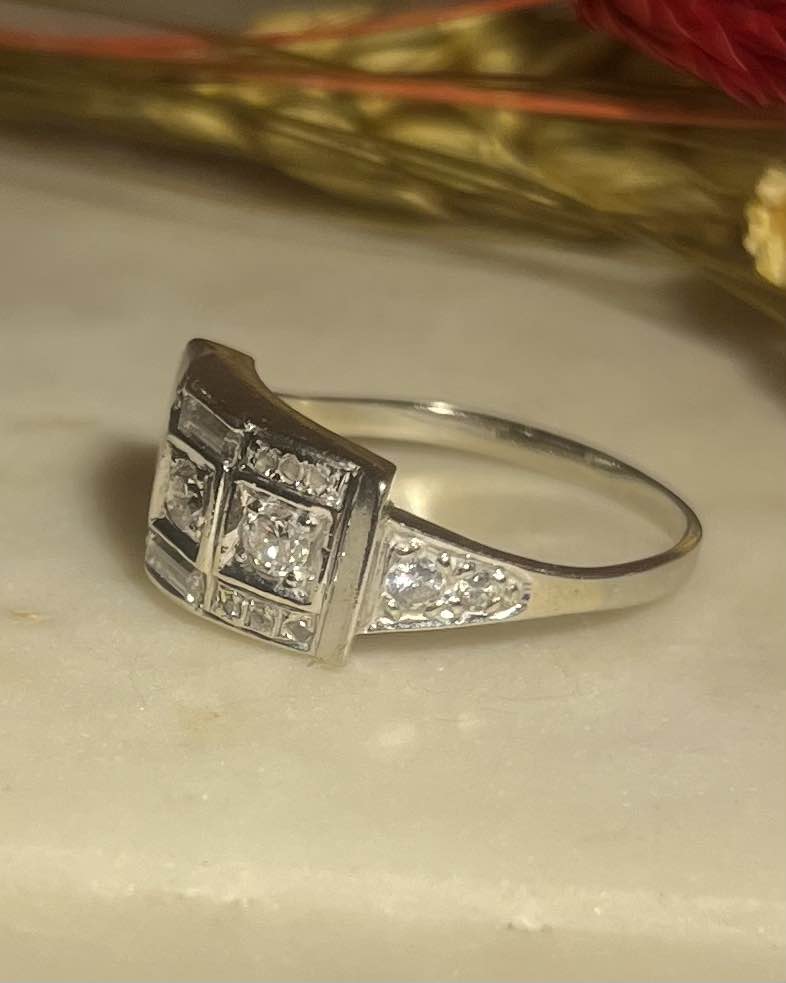 Bague Tank Art-Déco 21 Diamants &quot;Laurène&quot;