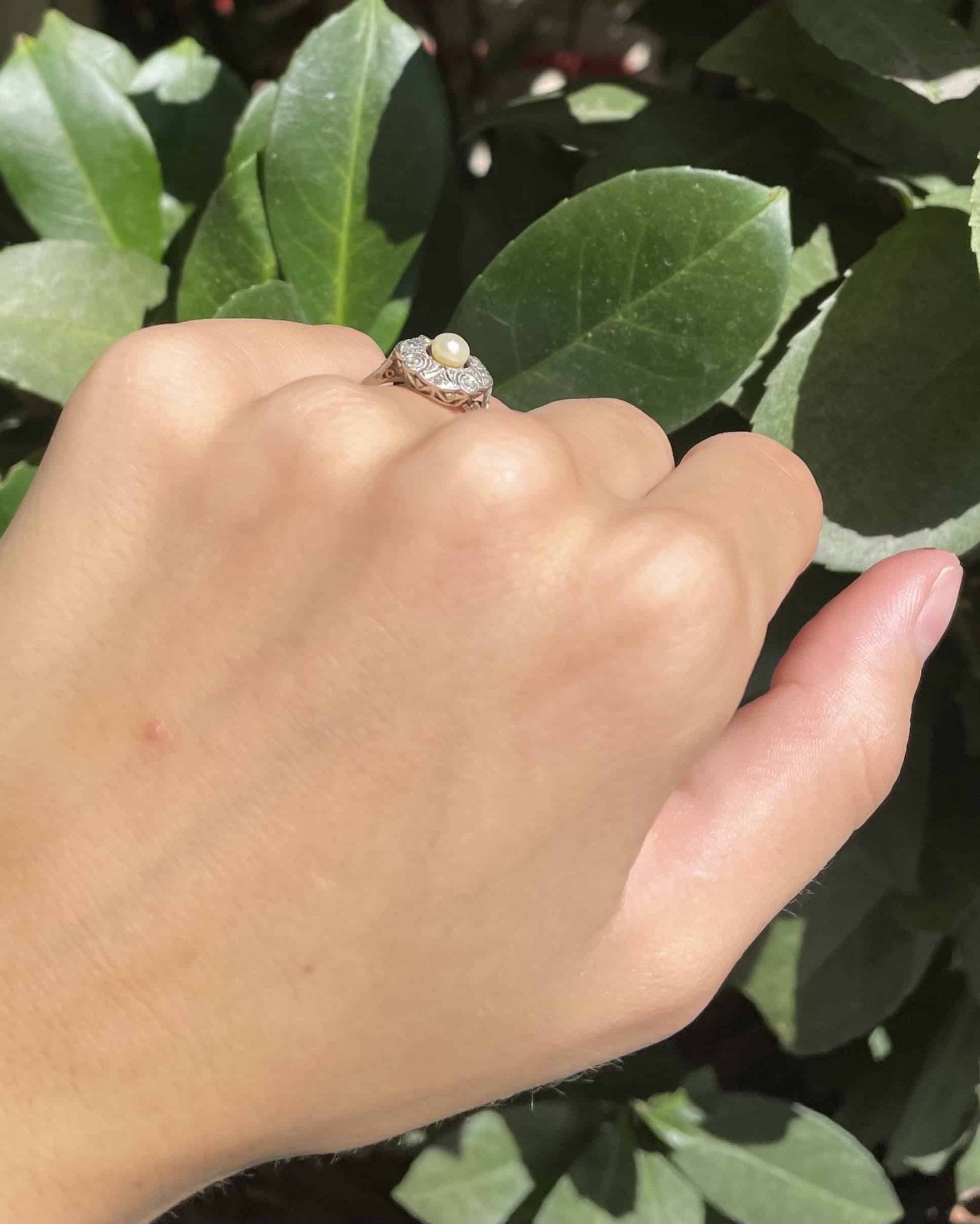 Bague Art - Déco Perle &amp; 12 Diamants "Malakai " - Elliade Paris