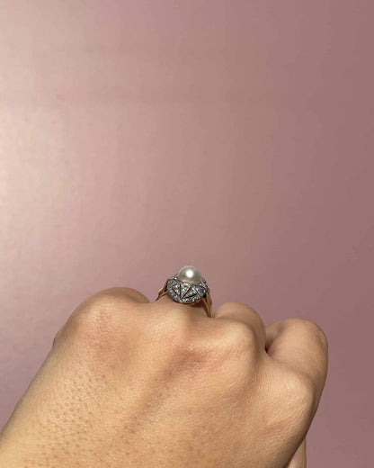 Bague Art - Déco Perle &amp; 14 Diamants &quot;Elsy&quot; - Elliade Paris