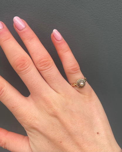 Bague Art-Déco Perle &amp; Diamants &quot;Lessy&quot;