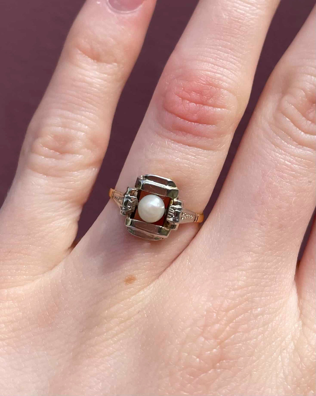 Bague Art - Déco Perle &quot;Auxane&quot; - Elliade Paris