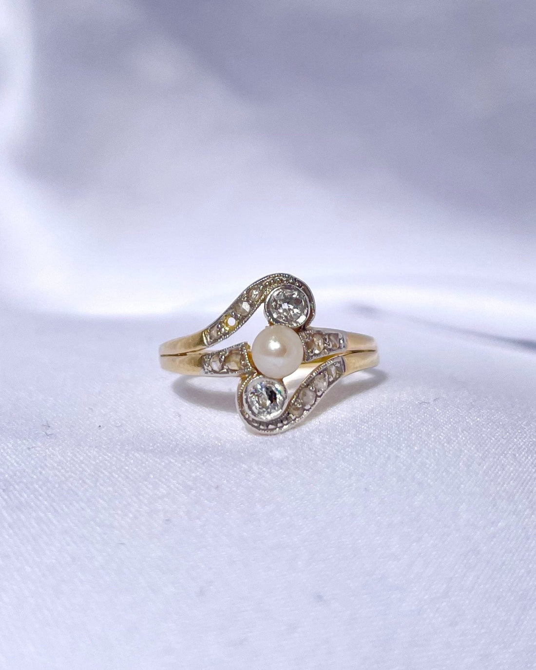 Bague Art - déco Perle &amp; Diamants &quot;Alba&quot; - Elliade Paris