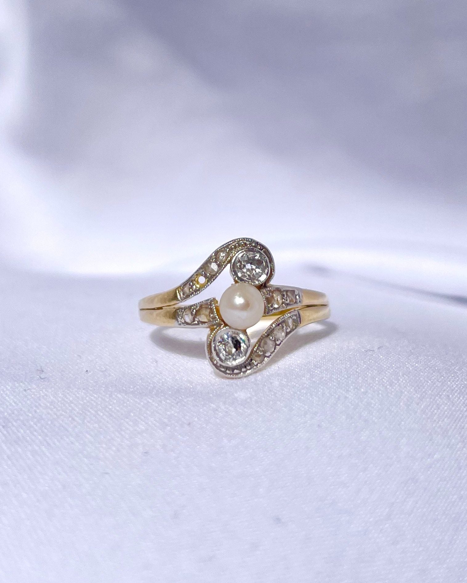 Bague Art - déco Perle &amp; Diamants &quot;Alba&quot; - Elliade Paris