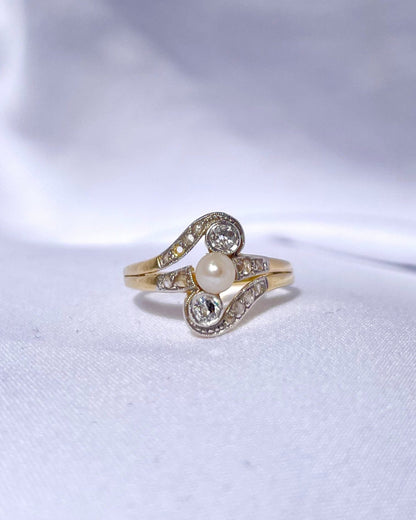 Bague Art - déco Perle &amp; Diamants &quot;Alba&quot; - Elliade Paris