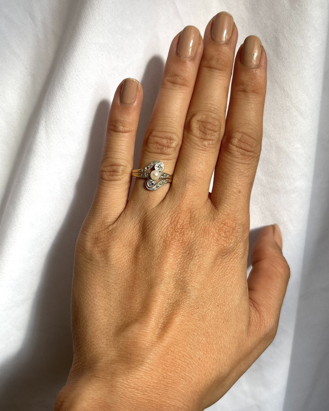 Bague Art - déco Perle &amp; Diamants &quot;Alba&quot; - Elliade Paris