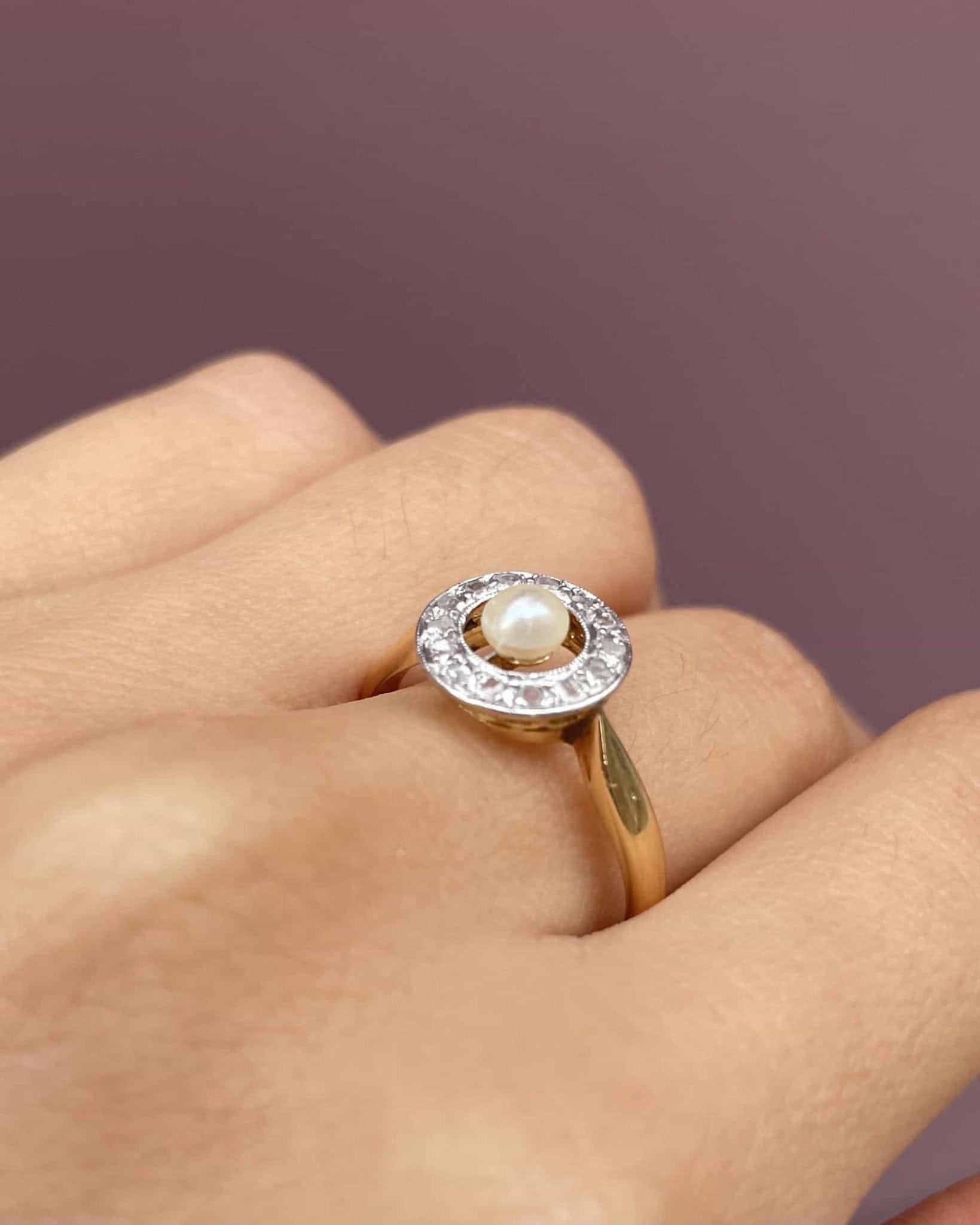 Bague Art - Déco Perle &amp; Diamants "Azili" - Elliade Paris