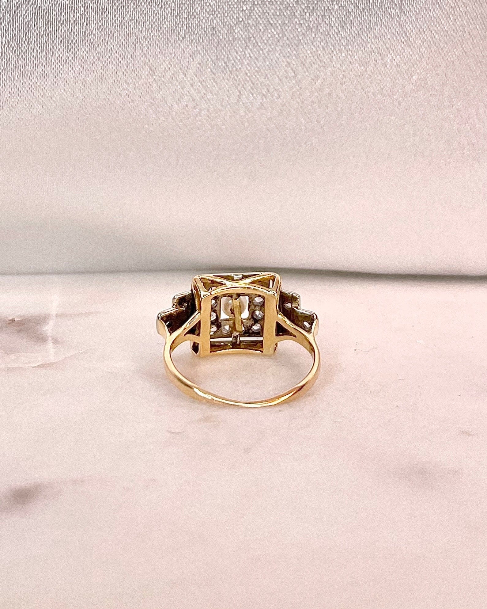 Bague Art - déco Perle &amp; Diamants "Esmee" - Elliade Paris