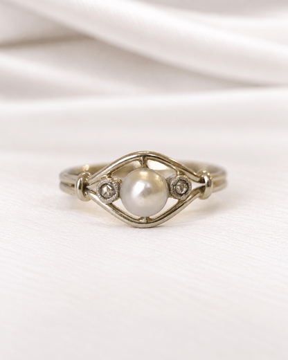 Bague Art-Déco Perle &amp; Diamants "Helene" - Elliade Paris