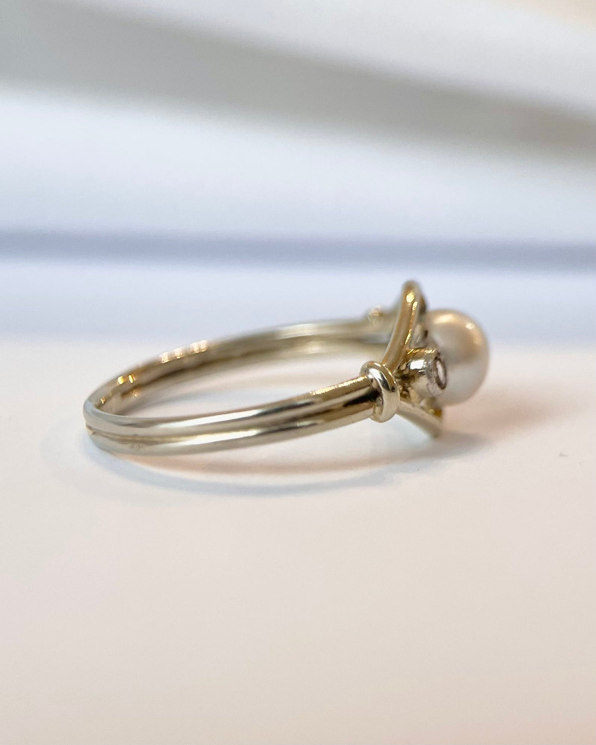 Bague Art-Déco Perle &amp; Diamants "Helene" - Elliade Paris