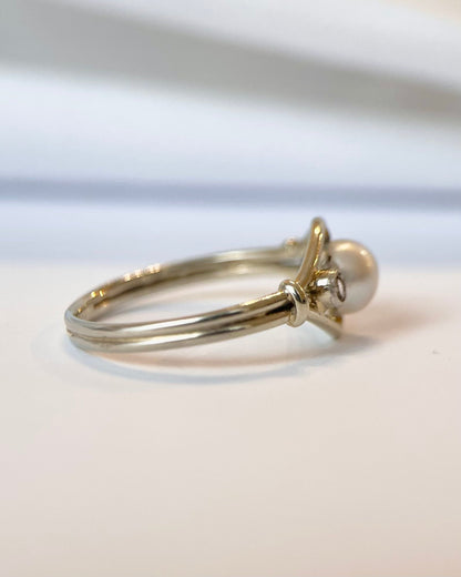 Bague Art-Déco Perle &amp; Diamants "Helene" - Elliade Paris