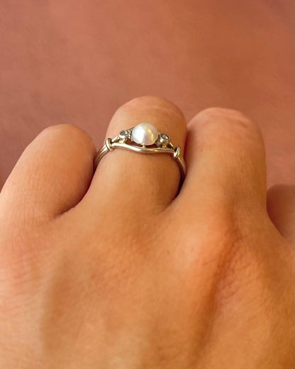 Bague Art-Déco Perle &amp; Diamants "Helene" - Elliade Paris
