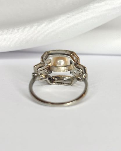 Bague Art Déco Perle &amp; Diamants "Hestia" - Elliade Paris