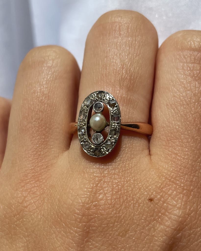 Bague Art - déco Perle &amp; Diamants "Maïa" - Elliade Paris