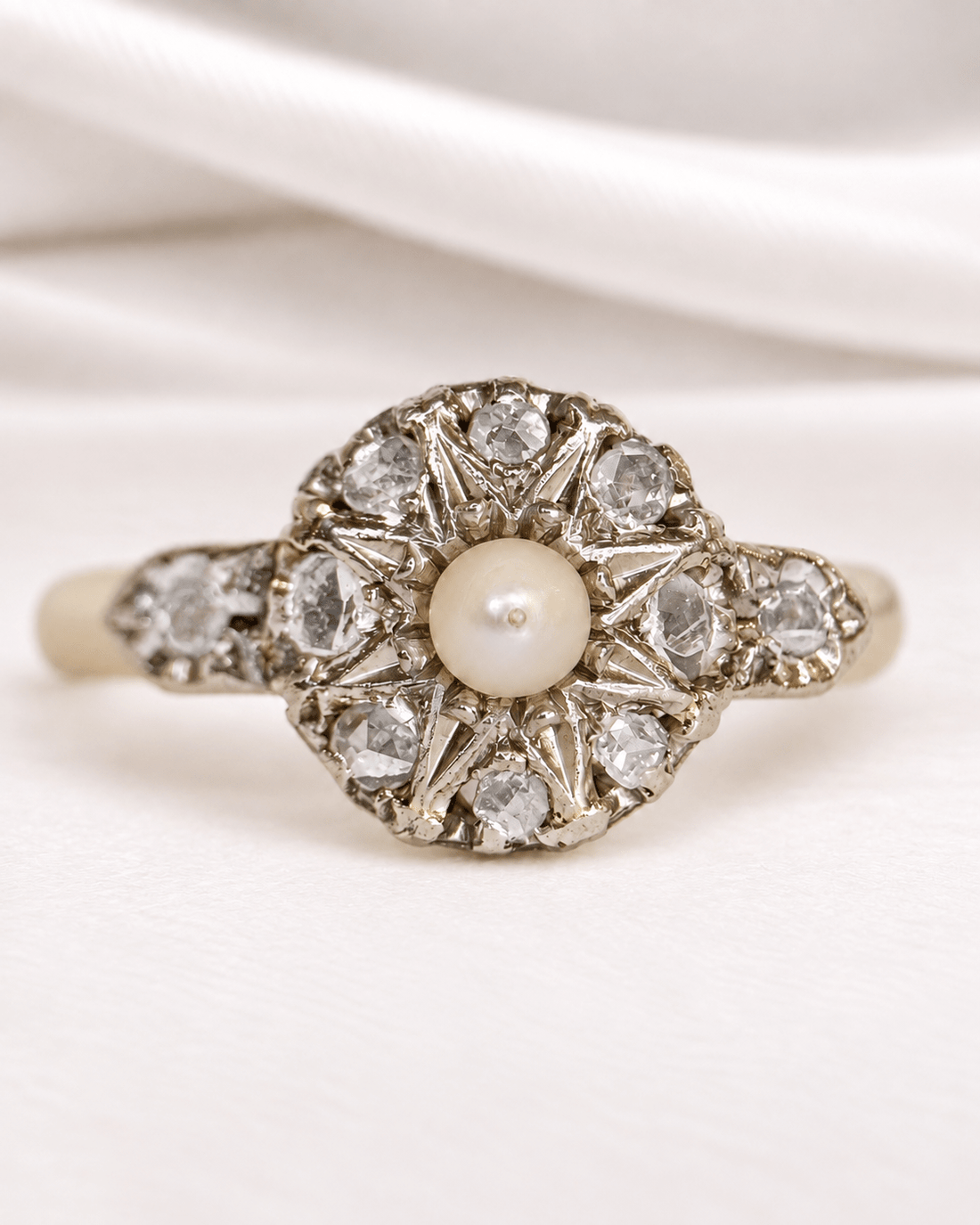 Bague Art-Déco Perle &amp; Diamants "Nael" - Elliade Paris