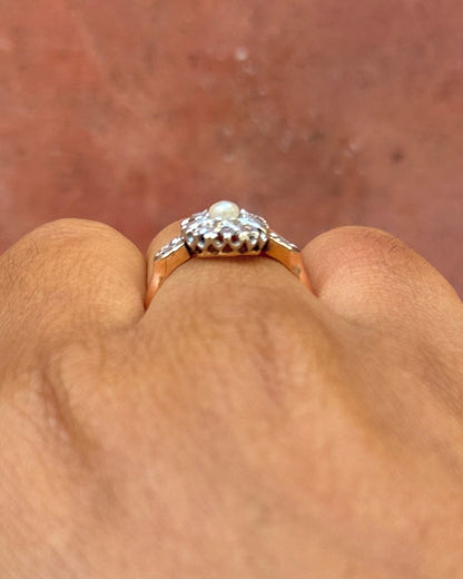 Bague Art-Déco Perle &amp; Diamants "Nael" - Elliade Paris