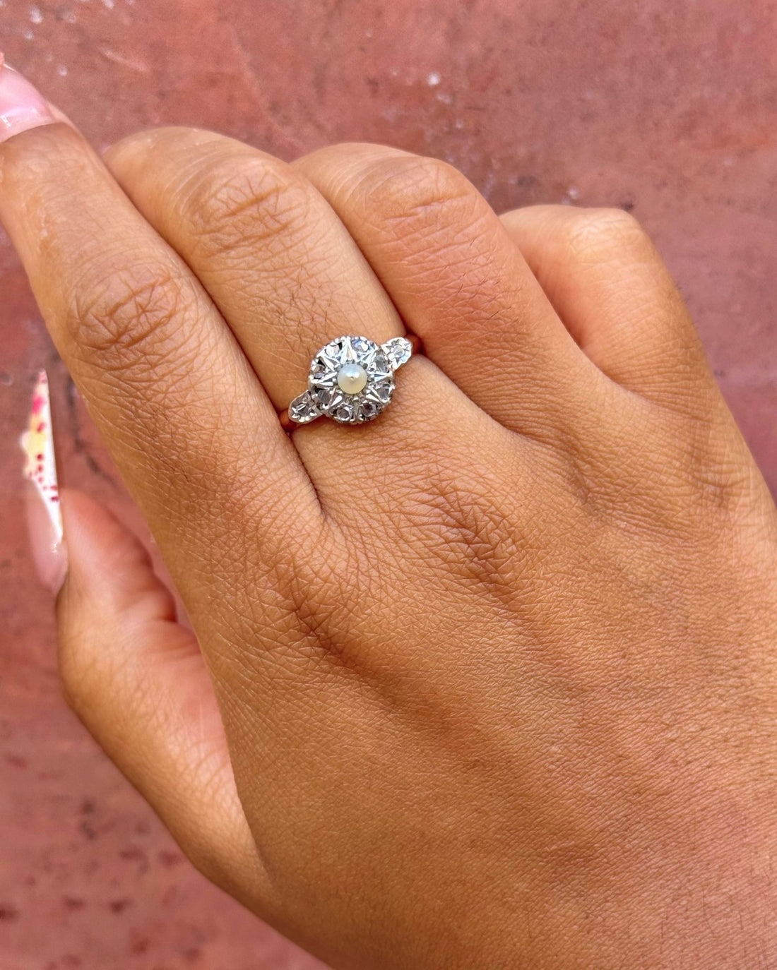 Bague Art-Déco Perle &amp; Diamants "Nael" - Elliade Paris
