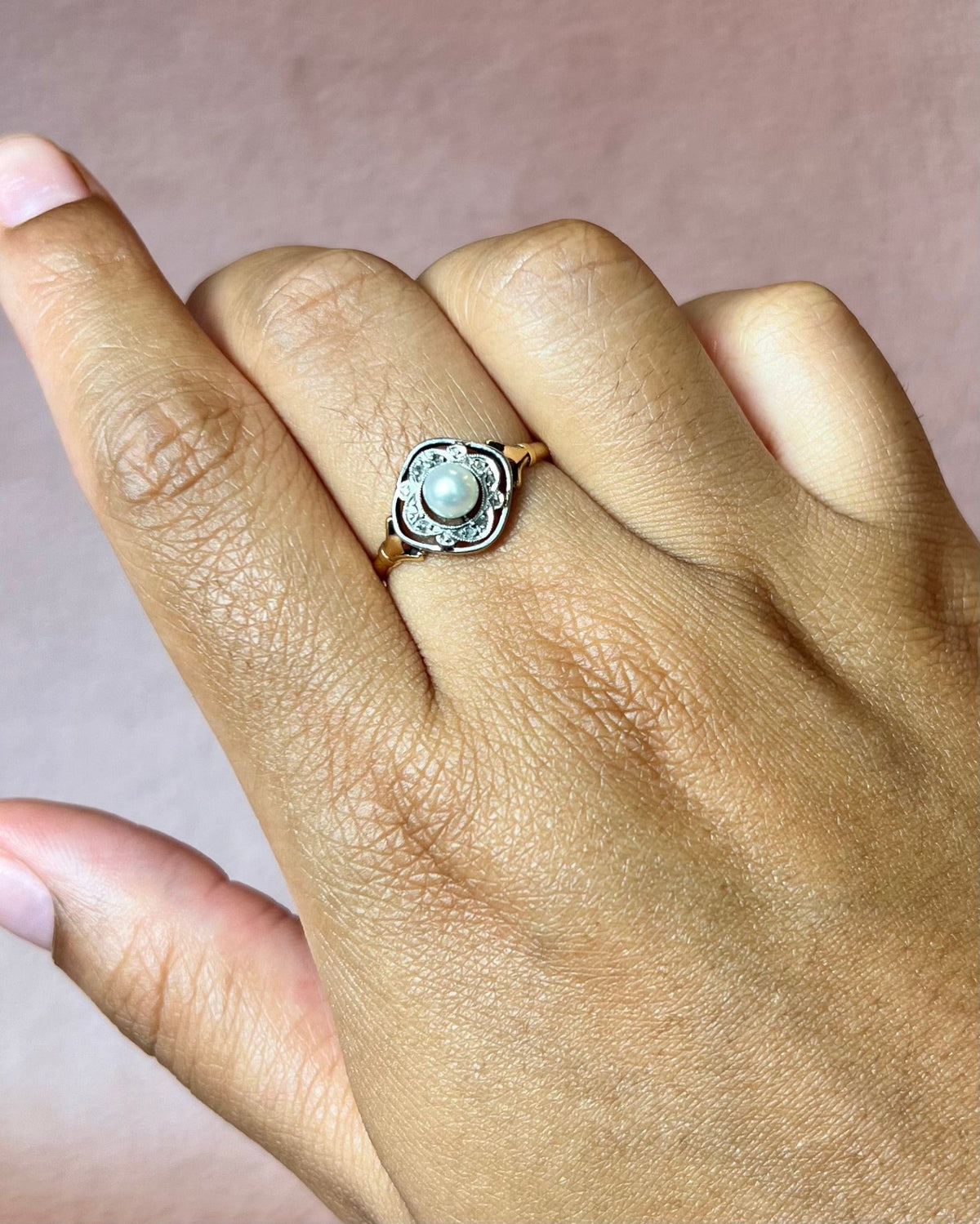 Bague Art-Déco Perle &amp; Diamants "Ornella" - Elliade Paris
