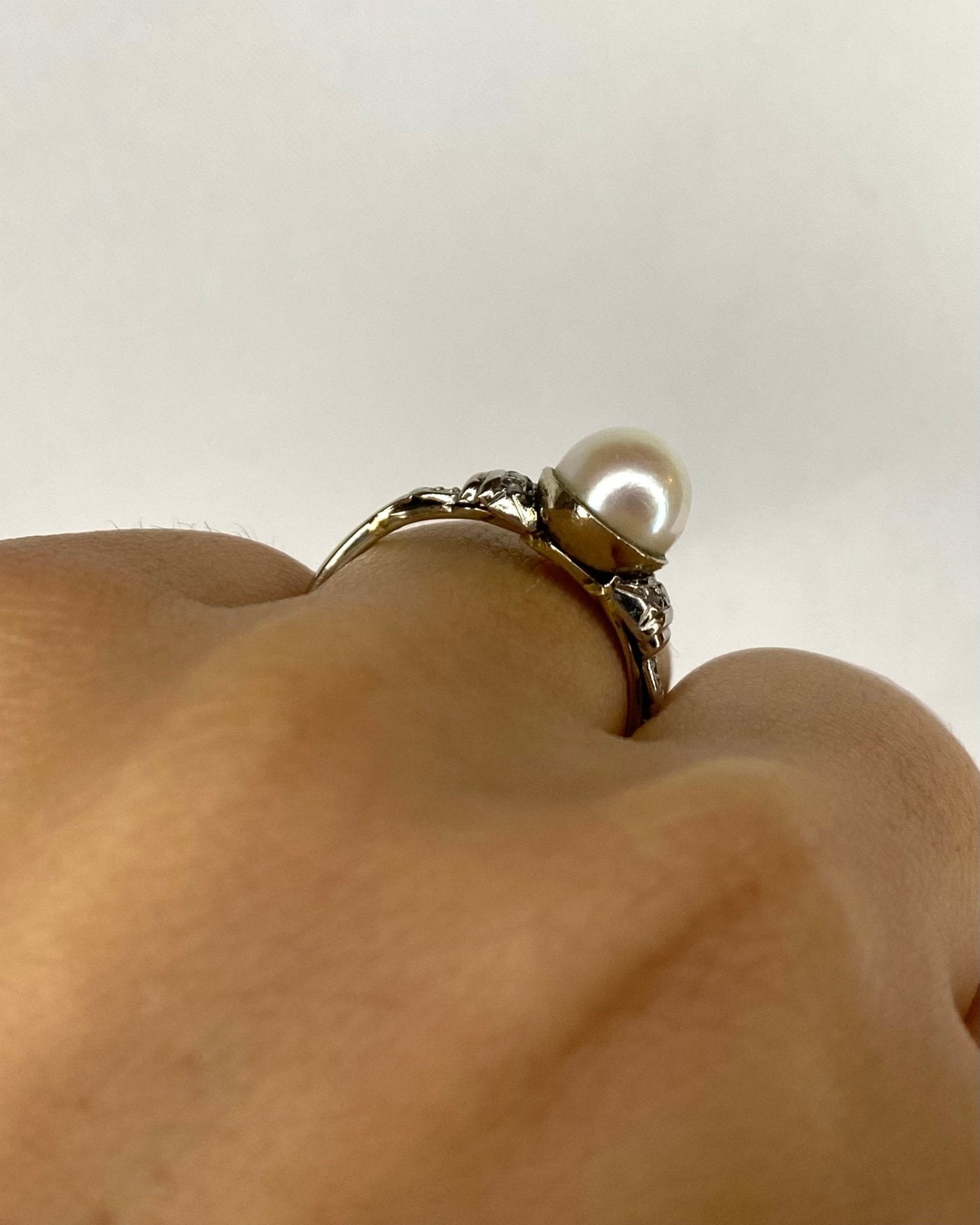 Bague Art - Déco Perle &amp; Diamants "Paola" - Elliade Paris