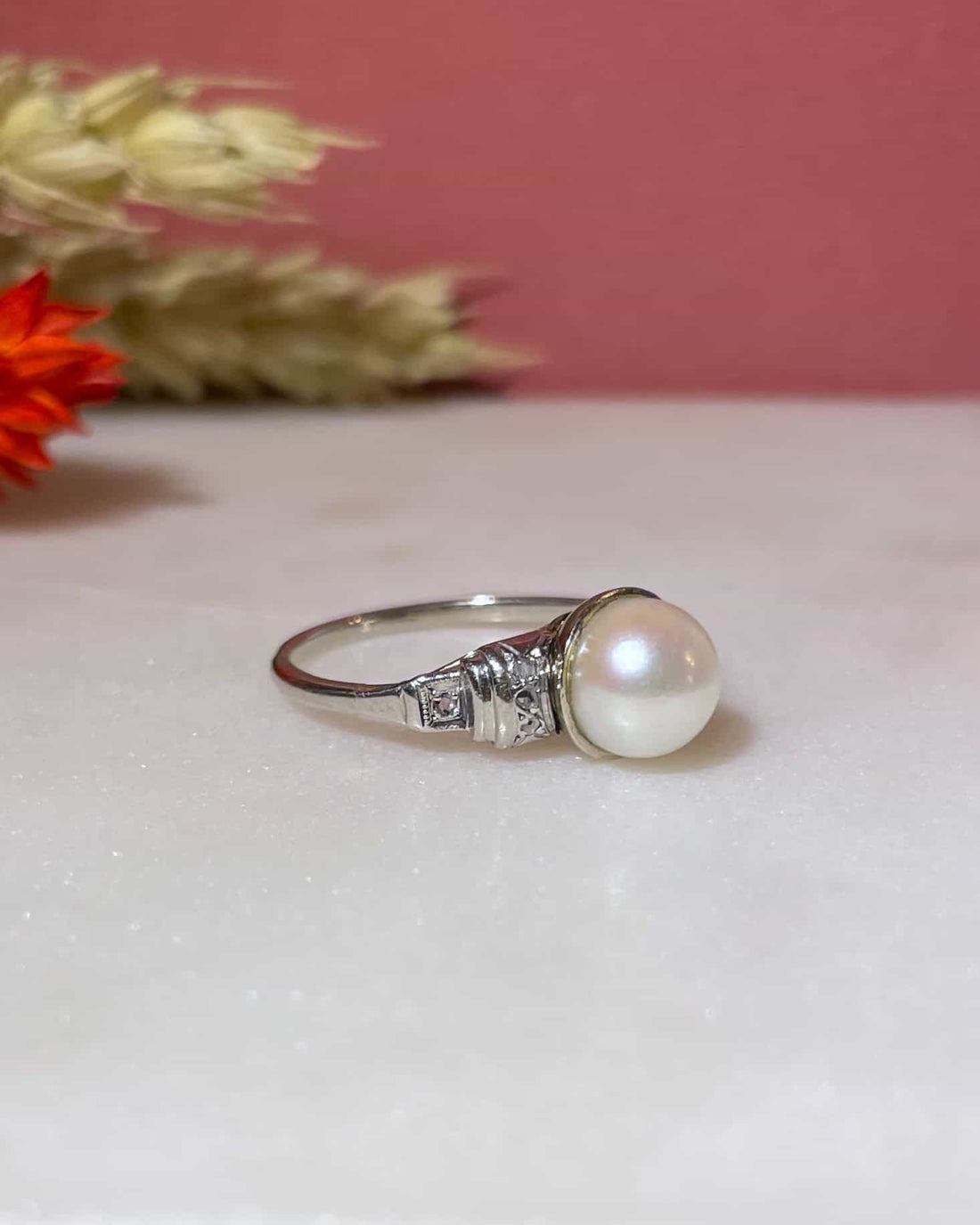 Bague Art - Déco Perle &amp; Diamants &quot;Paola&quot; - Elliade Paris