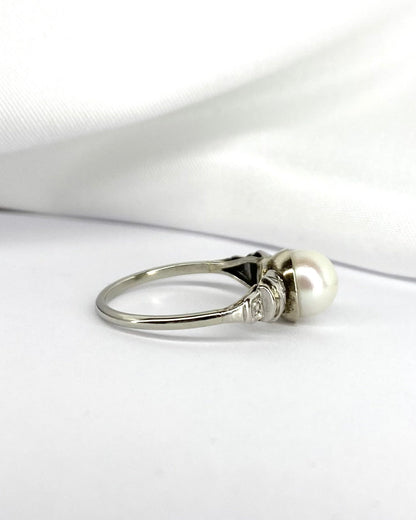 Bague Art - Déco Perle &amp; Diamants &quot;Paola&quot; - Elliade Paris