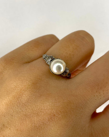 Bague Art - Déco Perle &amp; Diamants &quot;Paola&quot; - Elliade Paris