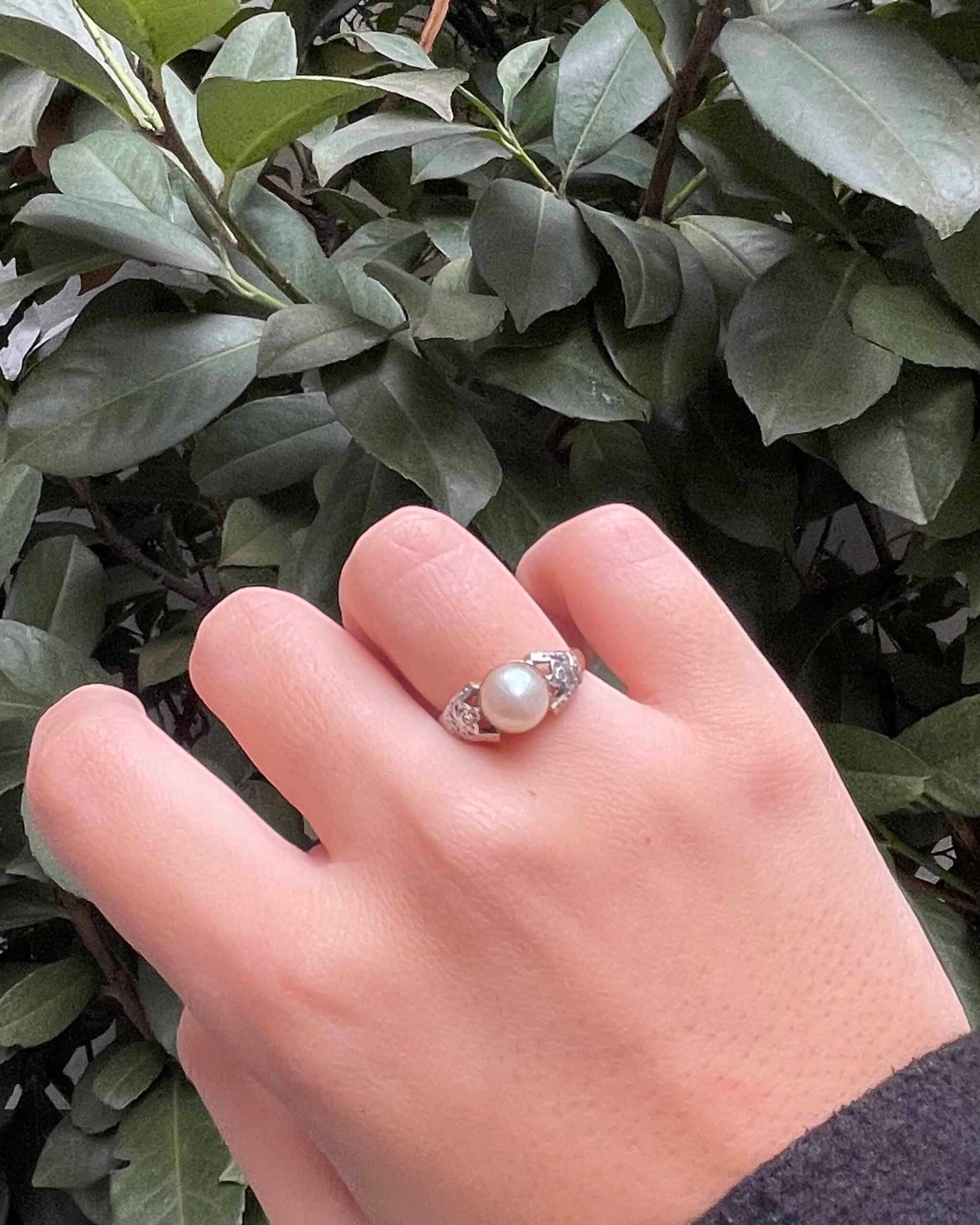 Bague Art-Déco Perle &amp; Diamants "Milaya" - Elliade Paris