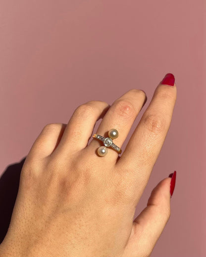 Bague Art - Déco Perles &amp; Diamants 0.53 carat &quot;Calliope&quot; - Elliade Paris