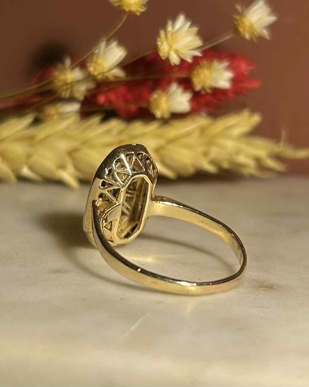 Bague style Art-Déco Saphirs &amp; Diamants "Yorana" - Elliade Paris