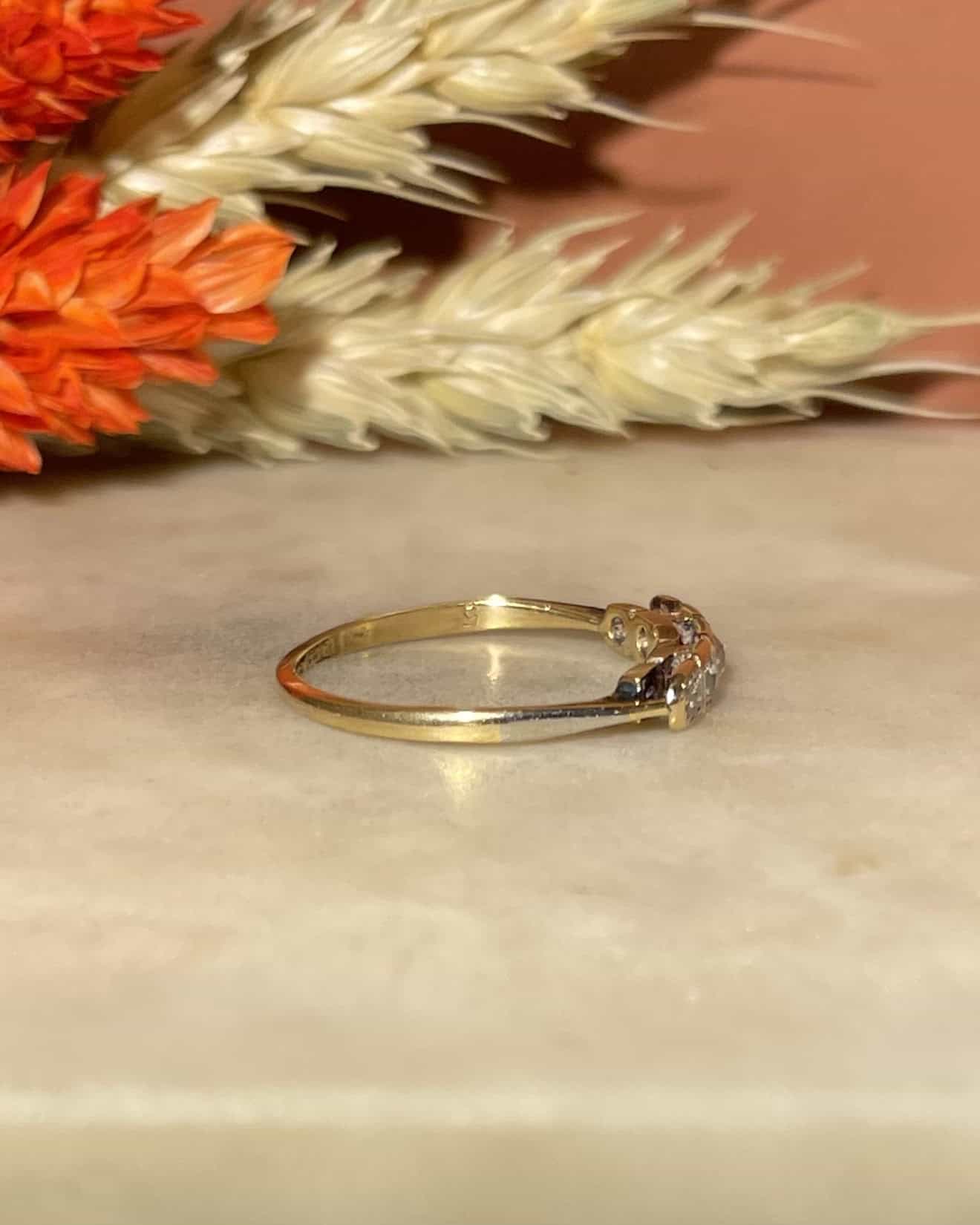 Bague Art - Déco Rivière 5 Diamants &quot;Flee&quot; - Elliade Paris