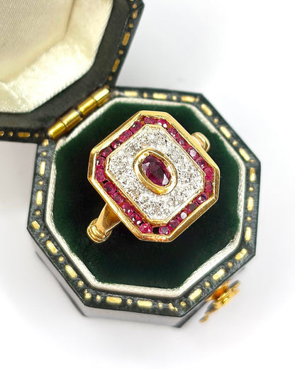 Bague Art-Déco Rubis 0.70 carat &amp; 8 Diamants "Céleste" - Elliade Paris