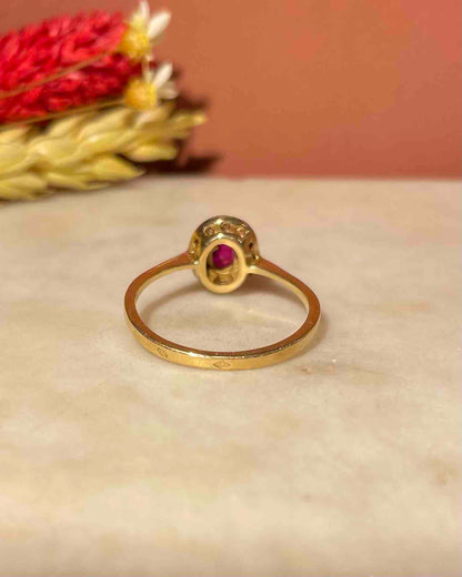 Bague Art-déco Marguerite Rubis &amp; Diamants &quot;Bridget&quot;