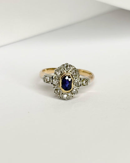 Bague Art Déco Saphir 0.32 carat &amp; 10 Diamants &quot;Elif&quot; - Elliade Paris