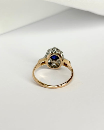 Bague Art Déco Saphir 0.32 carat &amp; 10 Diamants &quot;Elif&quot; - Elliade Paris