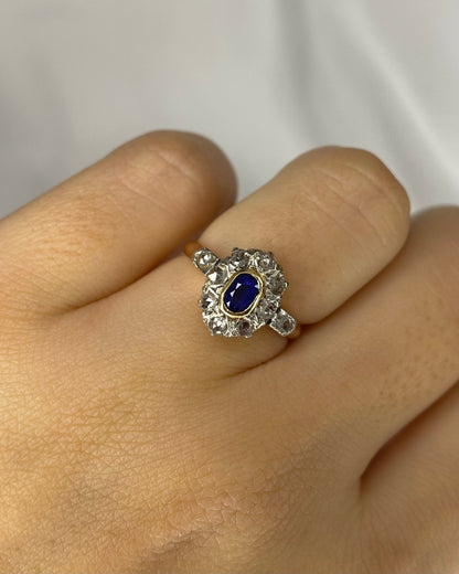 Bague Art Déco Saphir 0.32 carat &amp; 10 Diamants &quot;Elif&quot; - Elliade Paris