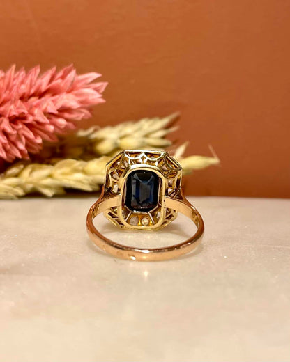Bague Art - Déco Saphir 1.05 carat &amp; Diamants &quot;Palma&quot; - Elliade Paris