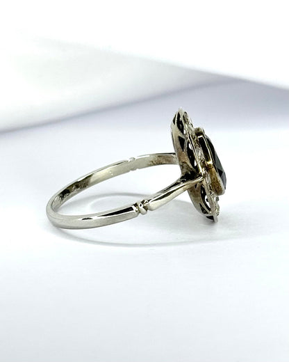 Bague Art-Déco Saphir 1.65 carat &amp; Diamants 0.30 carat "Ophélie" - Elliade Paris